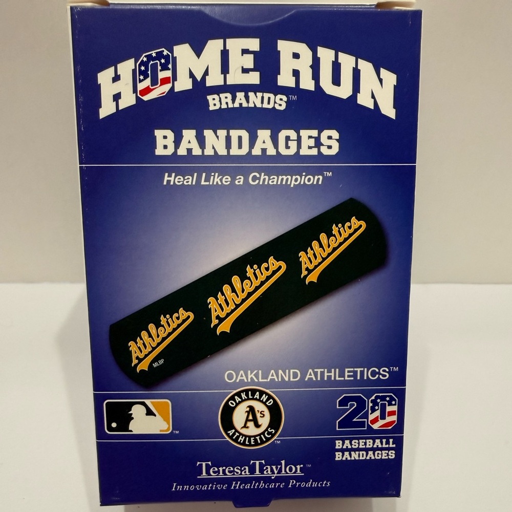 MLB Oakland Athletics Home Run Baseball Bandages 20 ct, New
